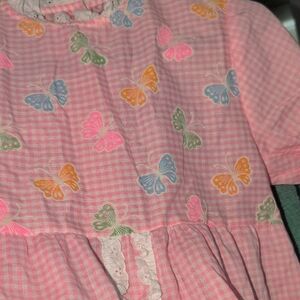 Pink Gingham Butterfly Kids Or Woman even A Doll Dress